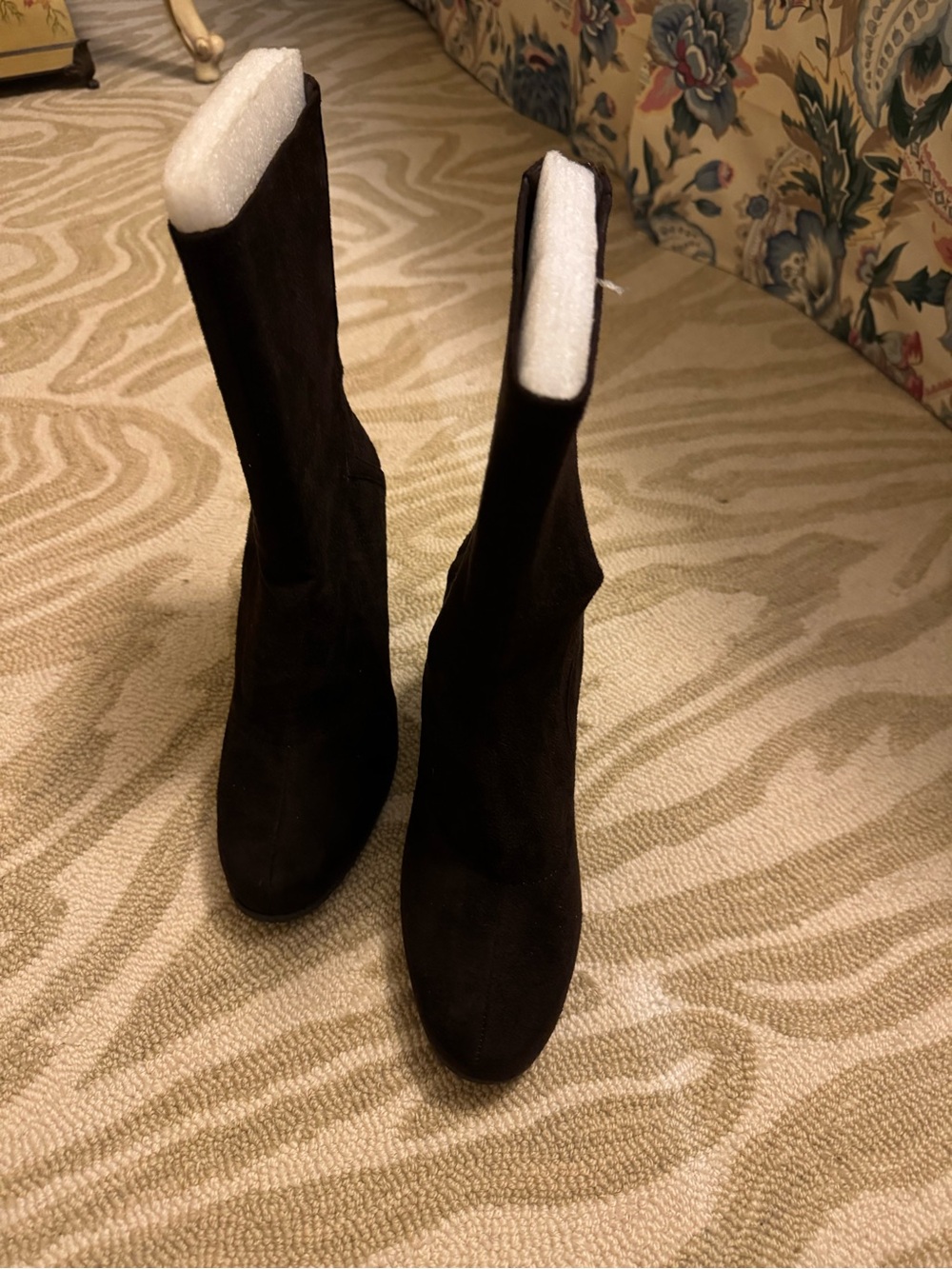 Brown Faux Suede Mid-Calf Women's Boots - Classic Stretch Fit